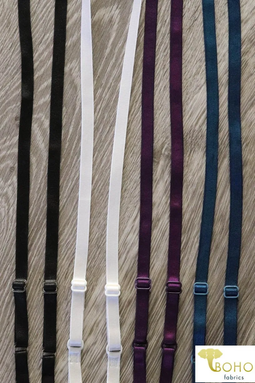 3/8" Satin Straps:  Adjustable Elastic Straps.  (9.5mm)