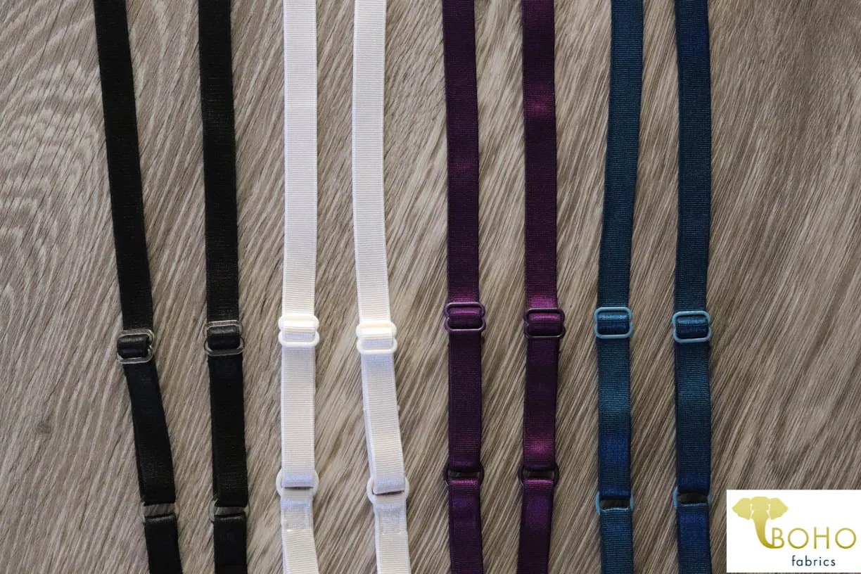 3/8" Satin Straps:  Adjustable Elastic Straps.  (9.5mm)