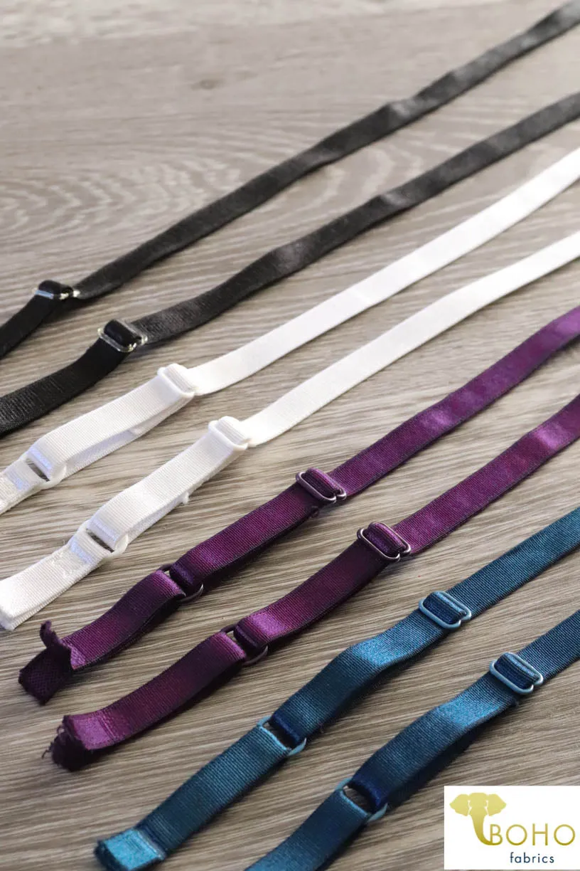 3/8" Satin Straps:  Adjustable Elastic Straps.  (9.5mm)