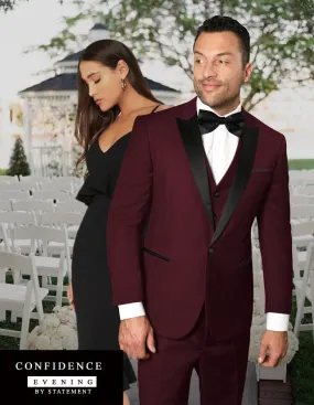 3pc Tailored Fit Flat Front Pants | Tux-pk | Burgundy