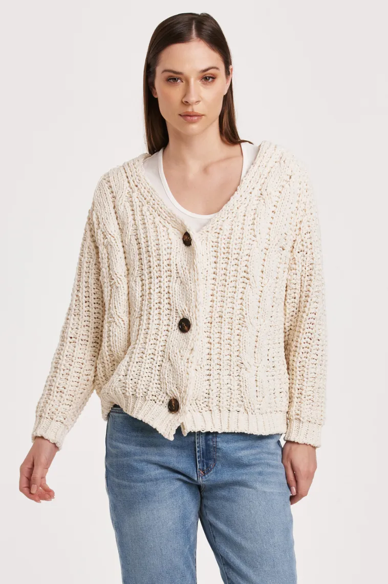AL Cable Knit Cardi-Cream