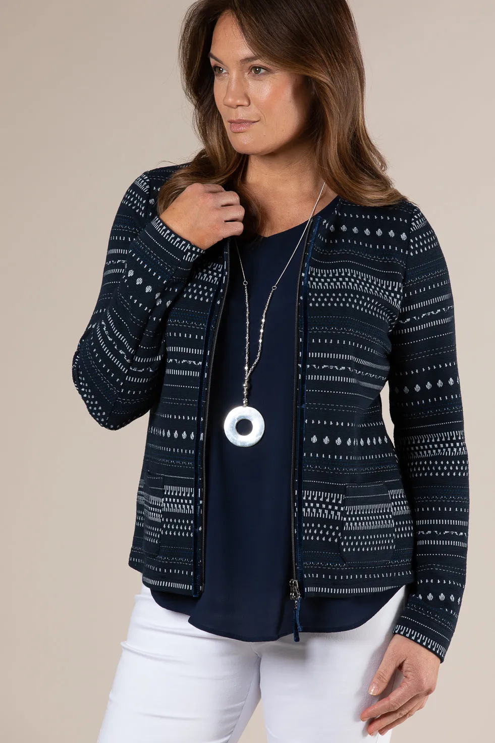 ALEXIS ZIP UP SOFT PATTERNED JACKET