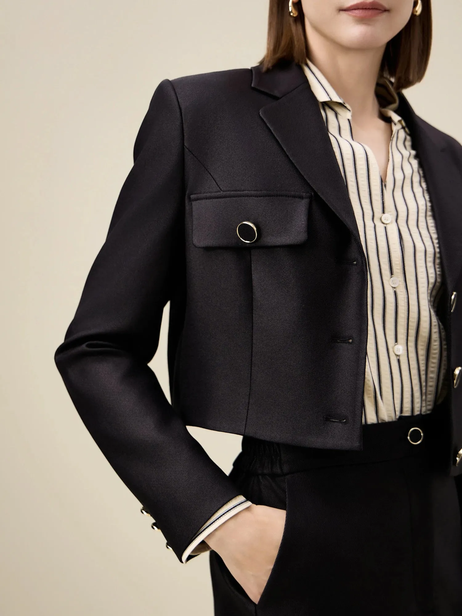 Amoretu Women's Notch Lapel Single-Breasted Blazer