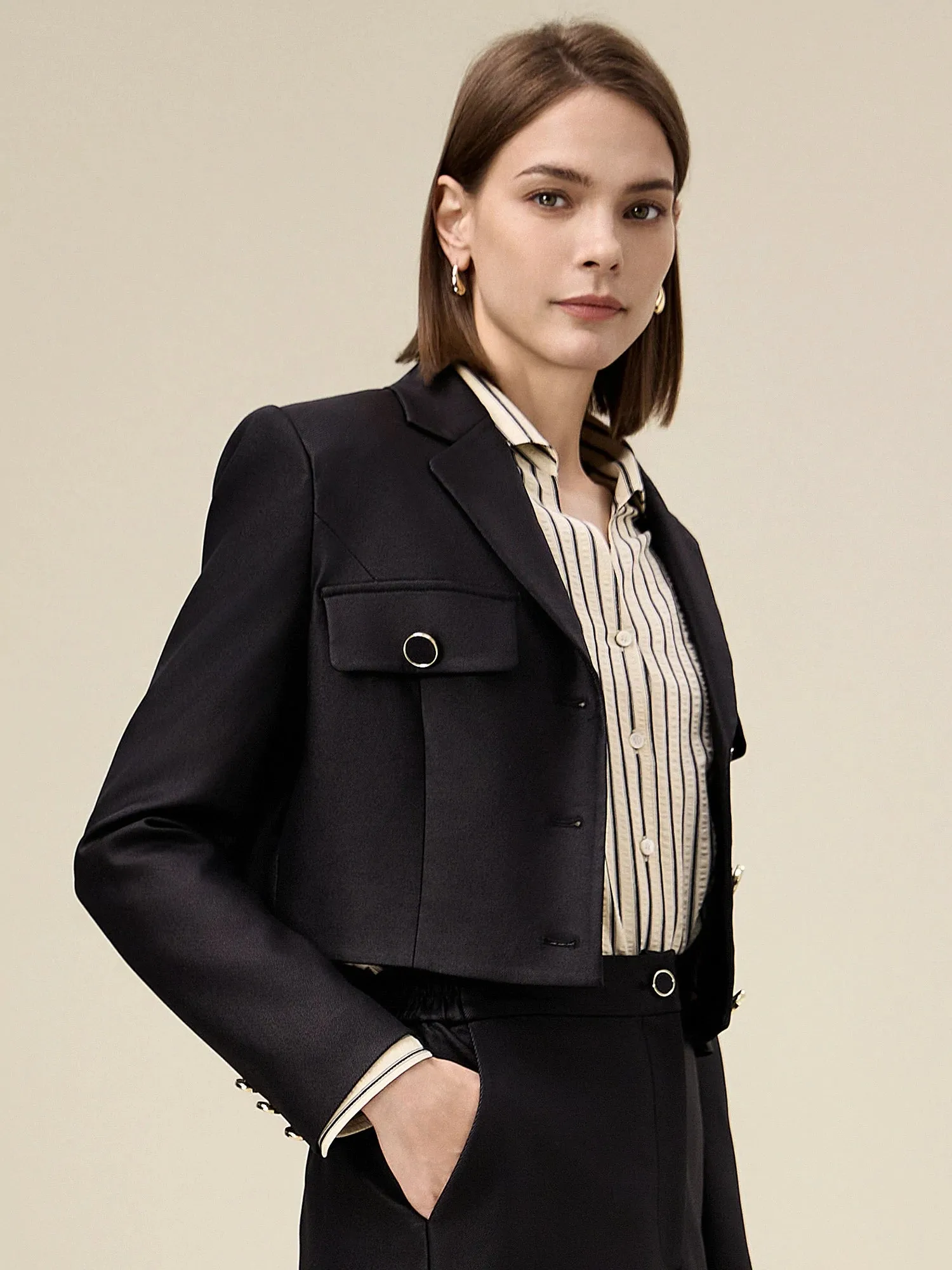 Amoretu Women's Notch Lapel Single-Breasted Blazer