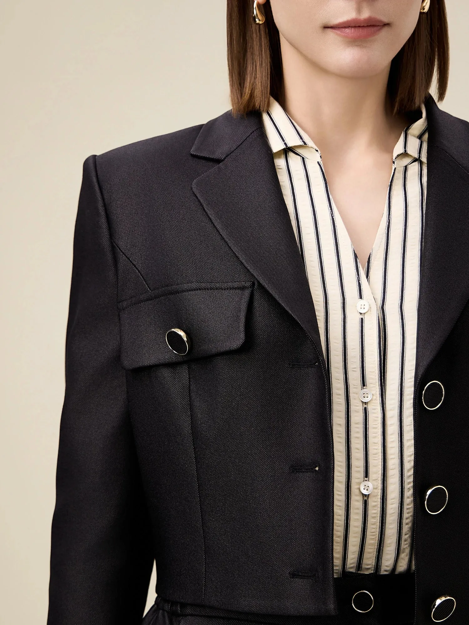 Amoretu Women's Notch Lapel Single-Breasted Blazer