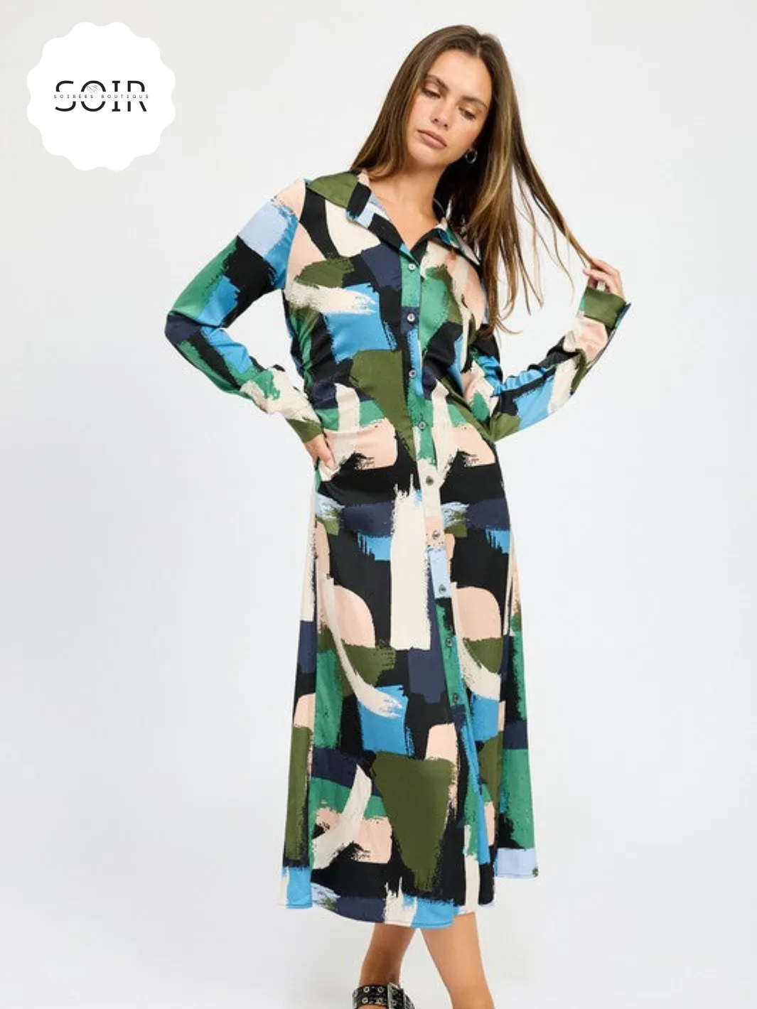 Artistry Ruched Shirt Dress
