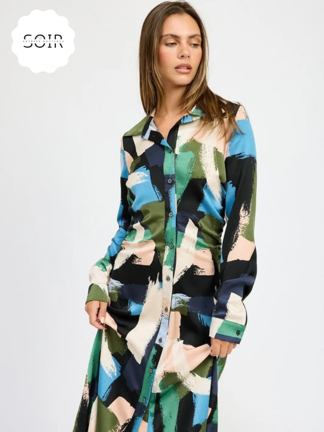 Artistry Ruched Shirt Dress