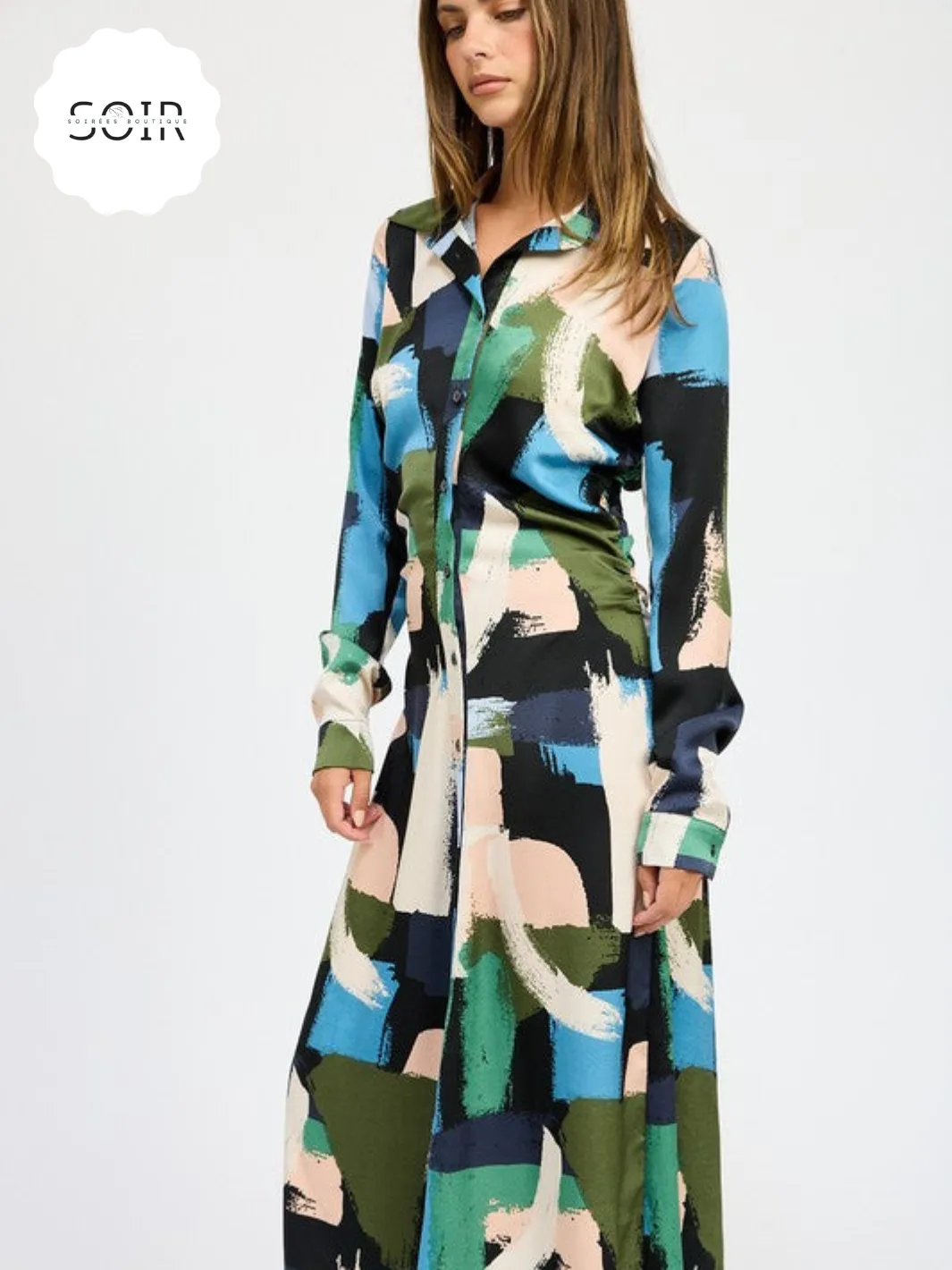 Artistry Ruched Shirt Dress