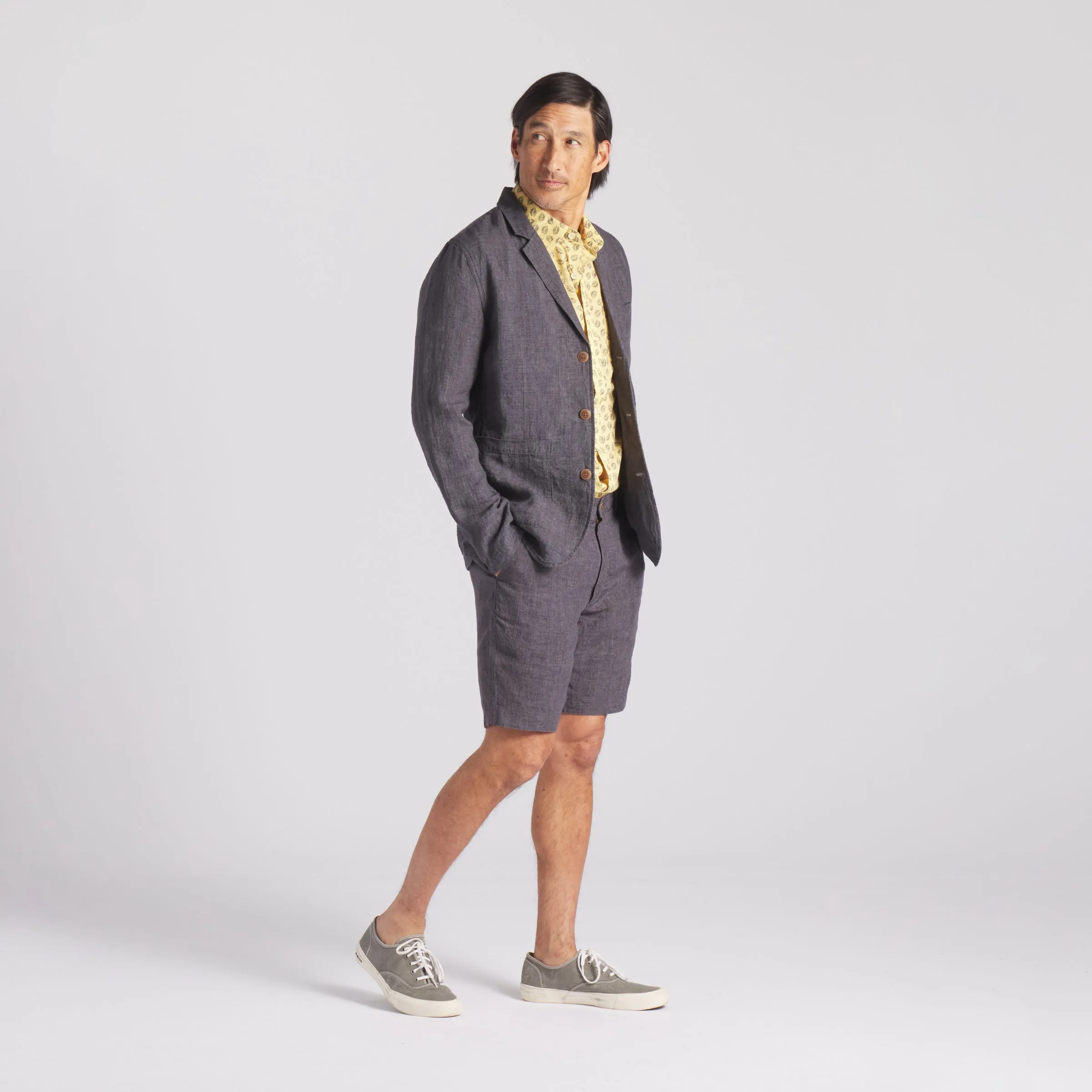 Aventura Washed Linen Blazer - Charcoal
