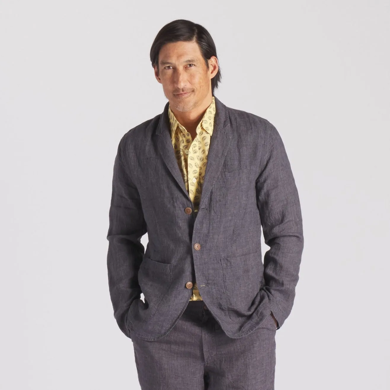 Aventura Washed Linen Blazer - Charcoal