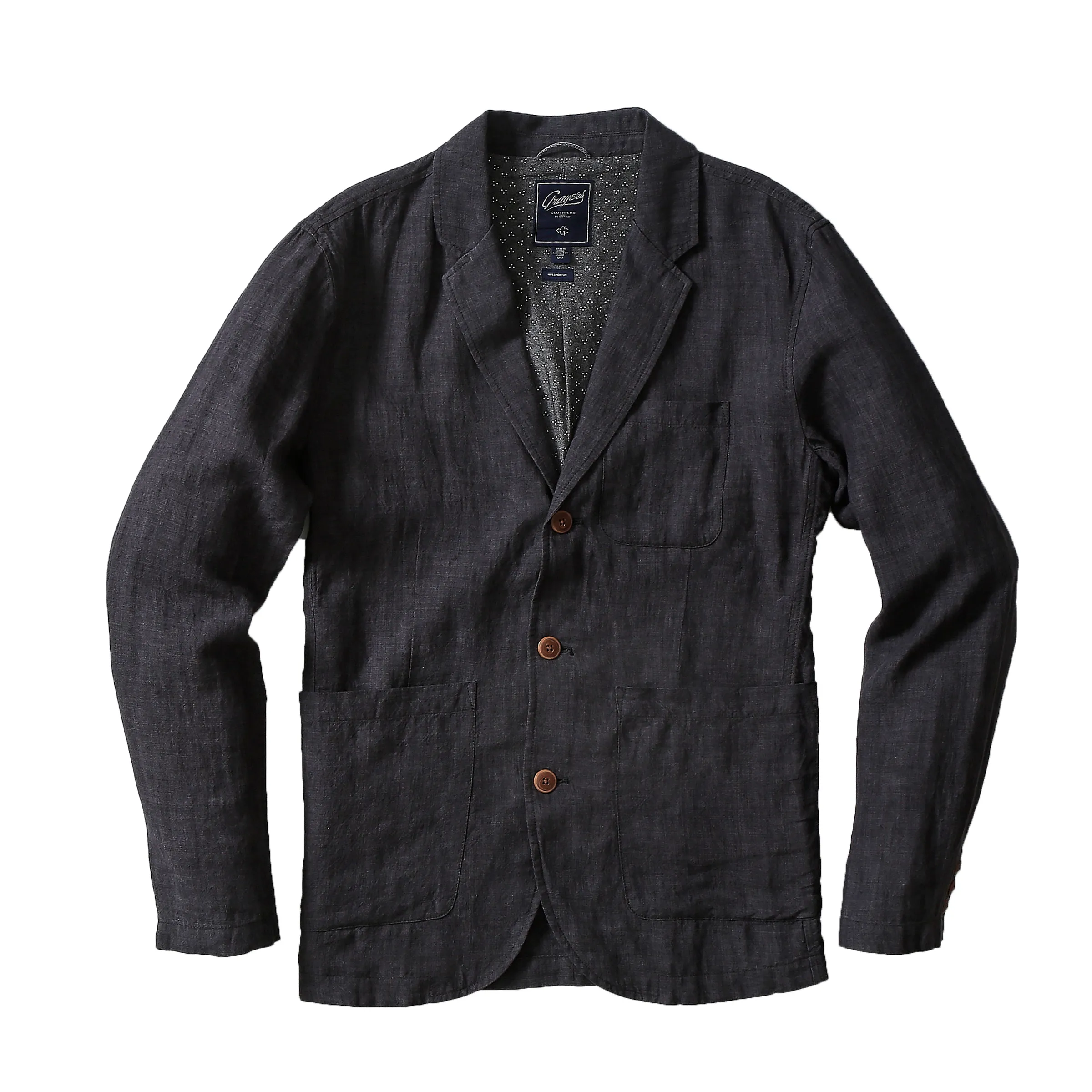Aventura Washed Linen Blazer - Charcoal