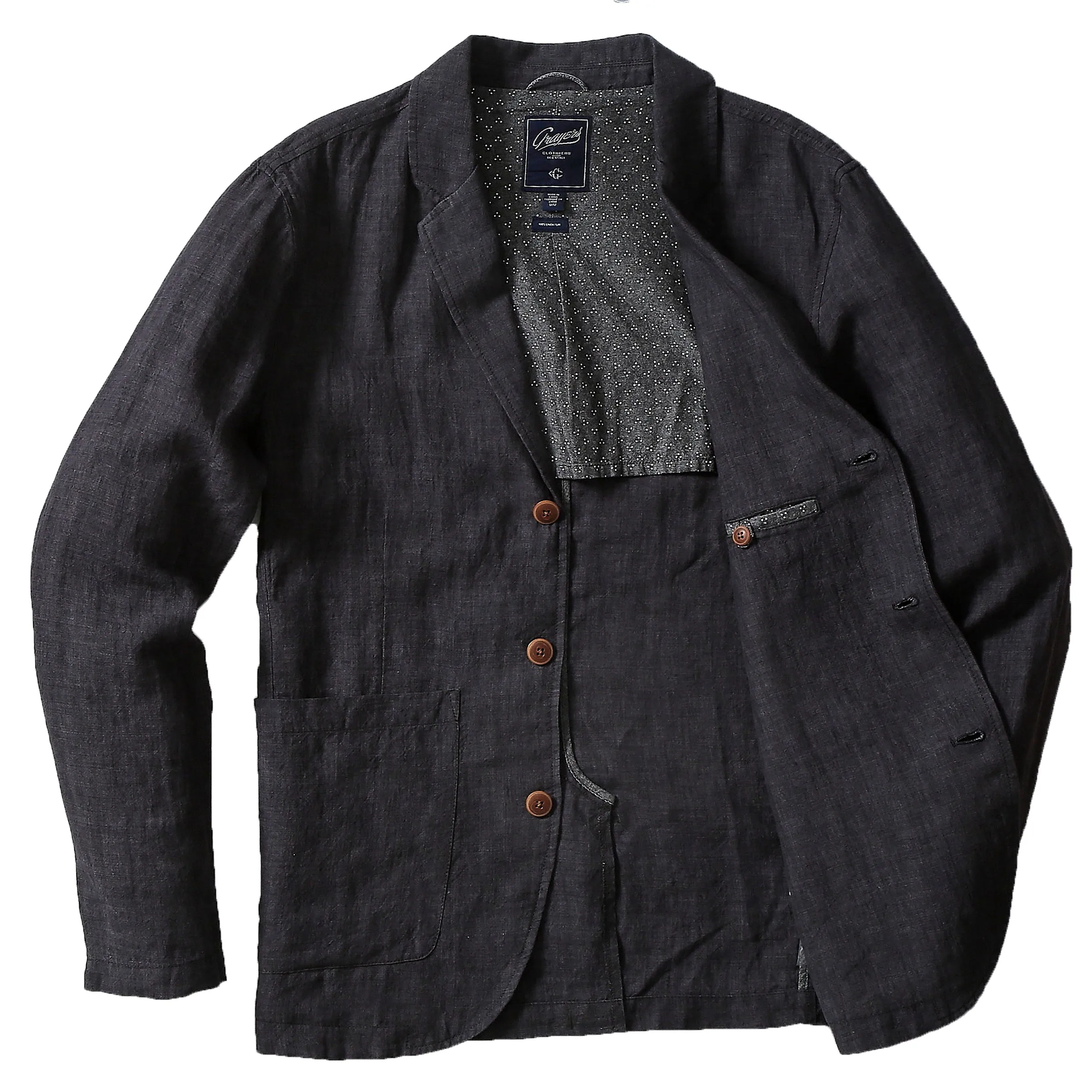 Aventura Washed Linen Blazer - Charcoal