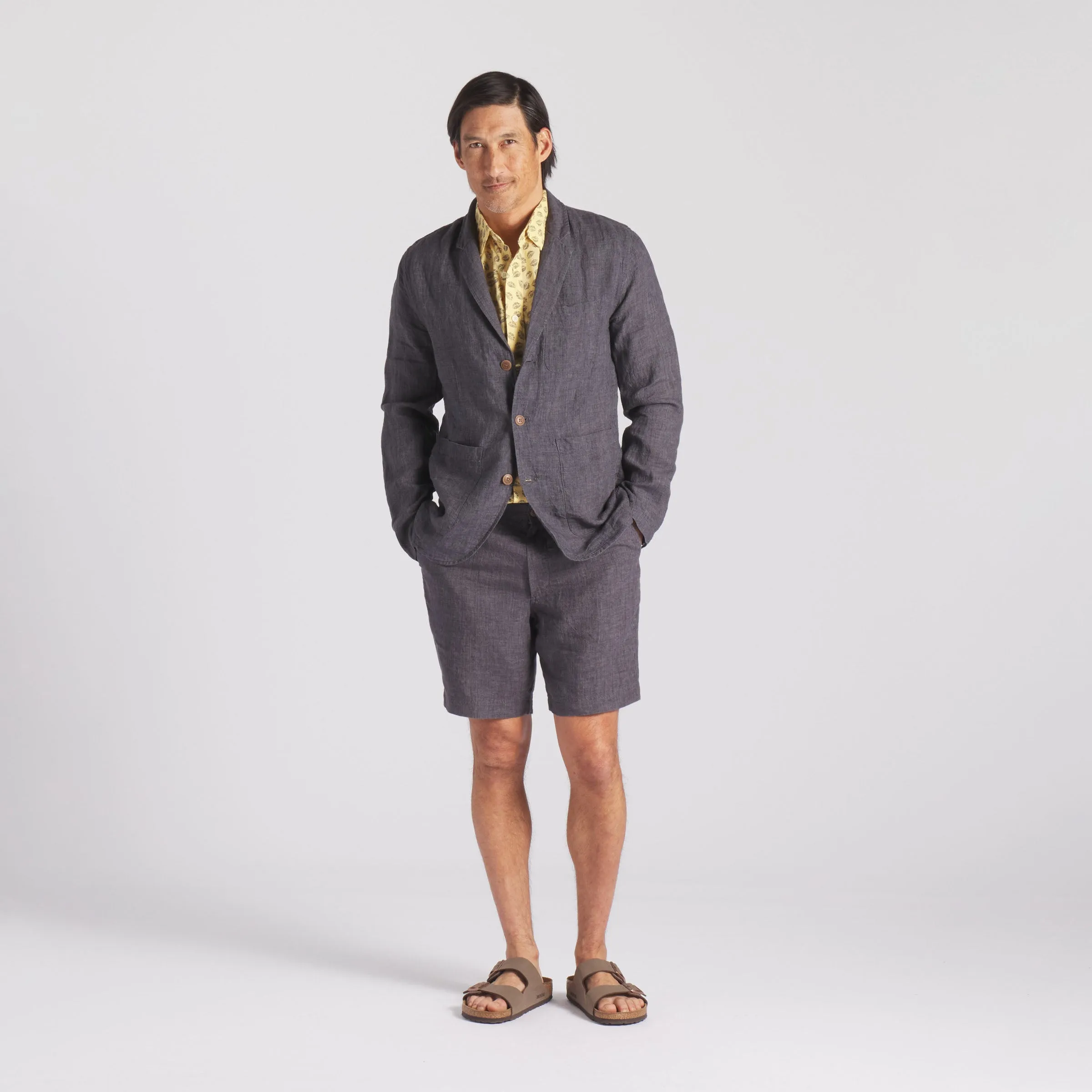 Aventura Washed Linen Blazer - Charcoal