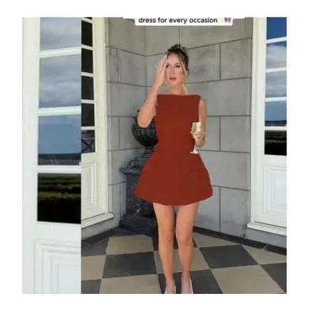 Backless Sleeveless Sexy Short Dress.