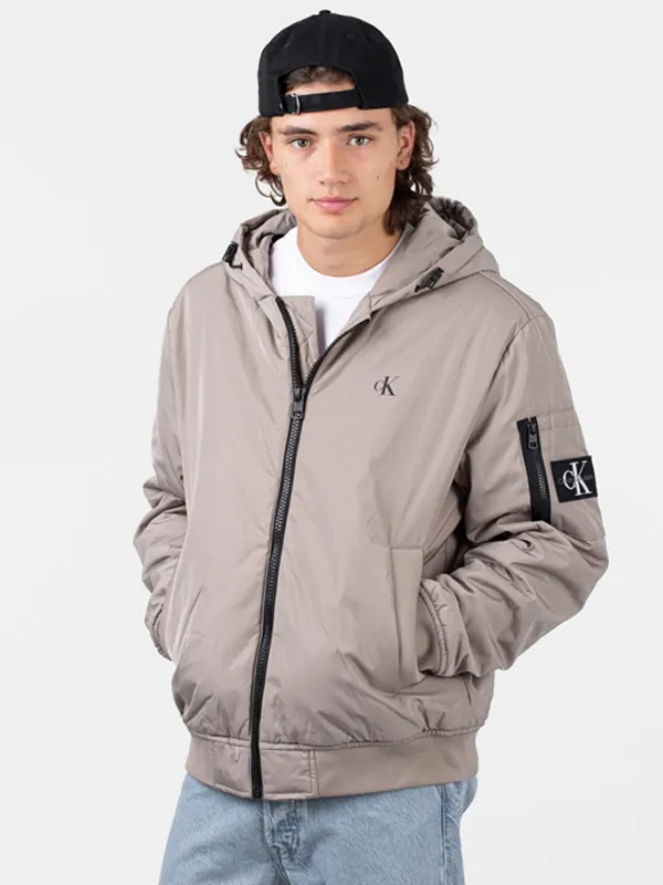 Badge Hooded Bomber Jacket