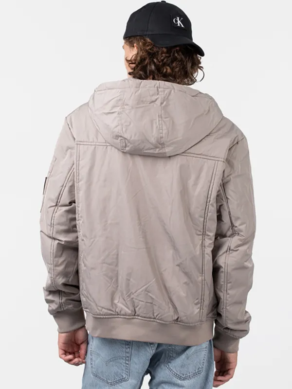 Badge Hooded Bomber Jacket