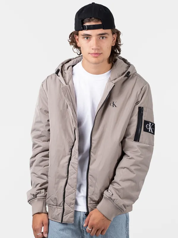 Badge Hooded Bomber Jacket