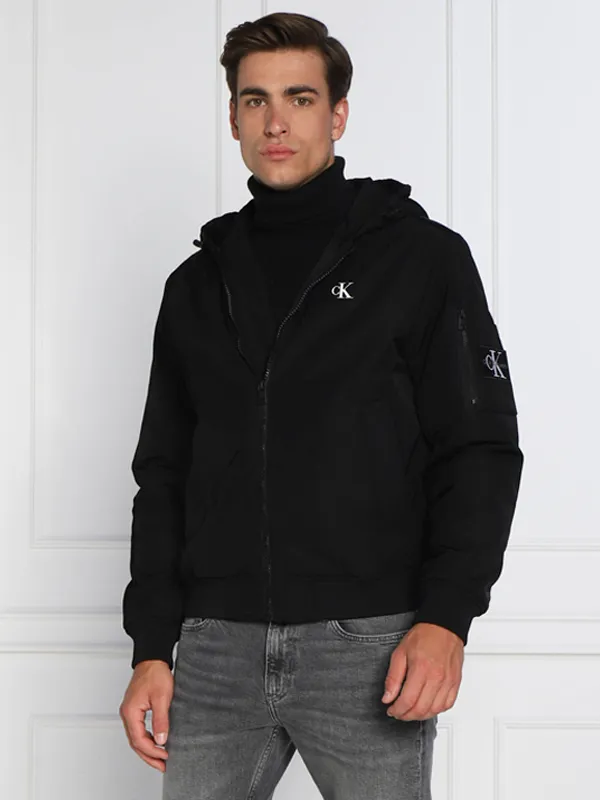Badge Hooded Bomber Jacket