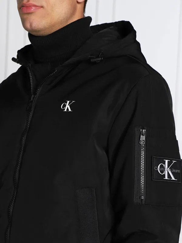 Badge Hooded Bomber Jacket