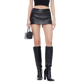 Black Faux Leather Fitting Skort