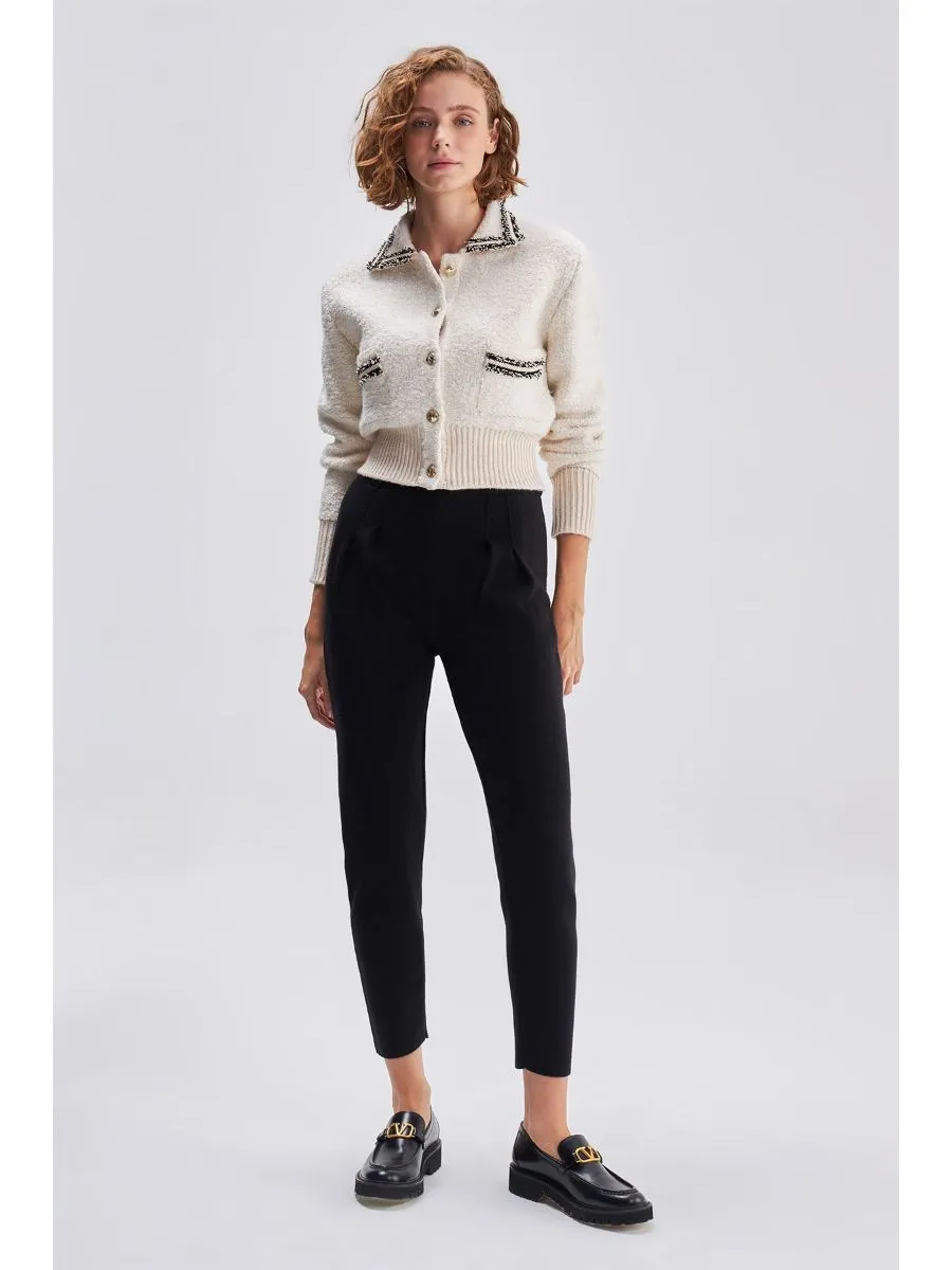 Black Knitwear Jacket with Stripe Details