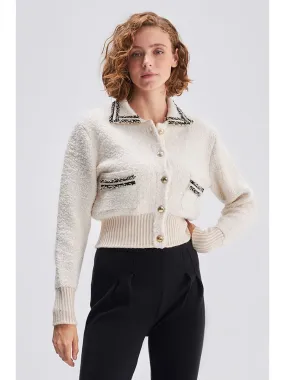 Black Knitwear Jacket with Stripe Details