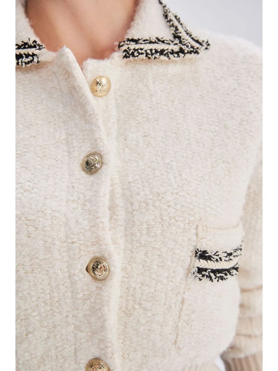 Black Knitwear Jacket with Stripe Details