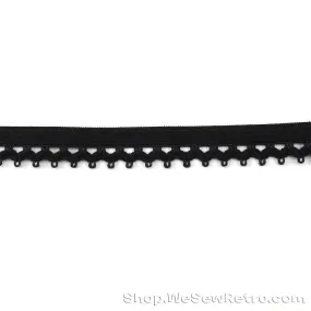 Black Picot Edge Lingerie Elastic by the yard