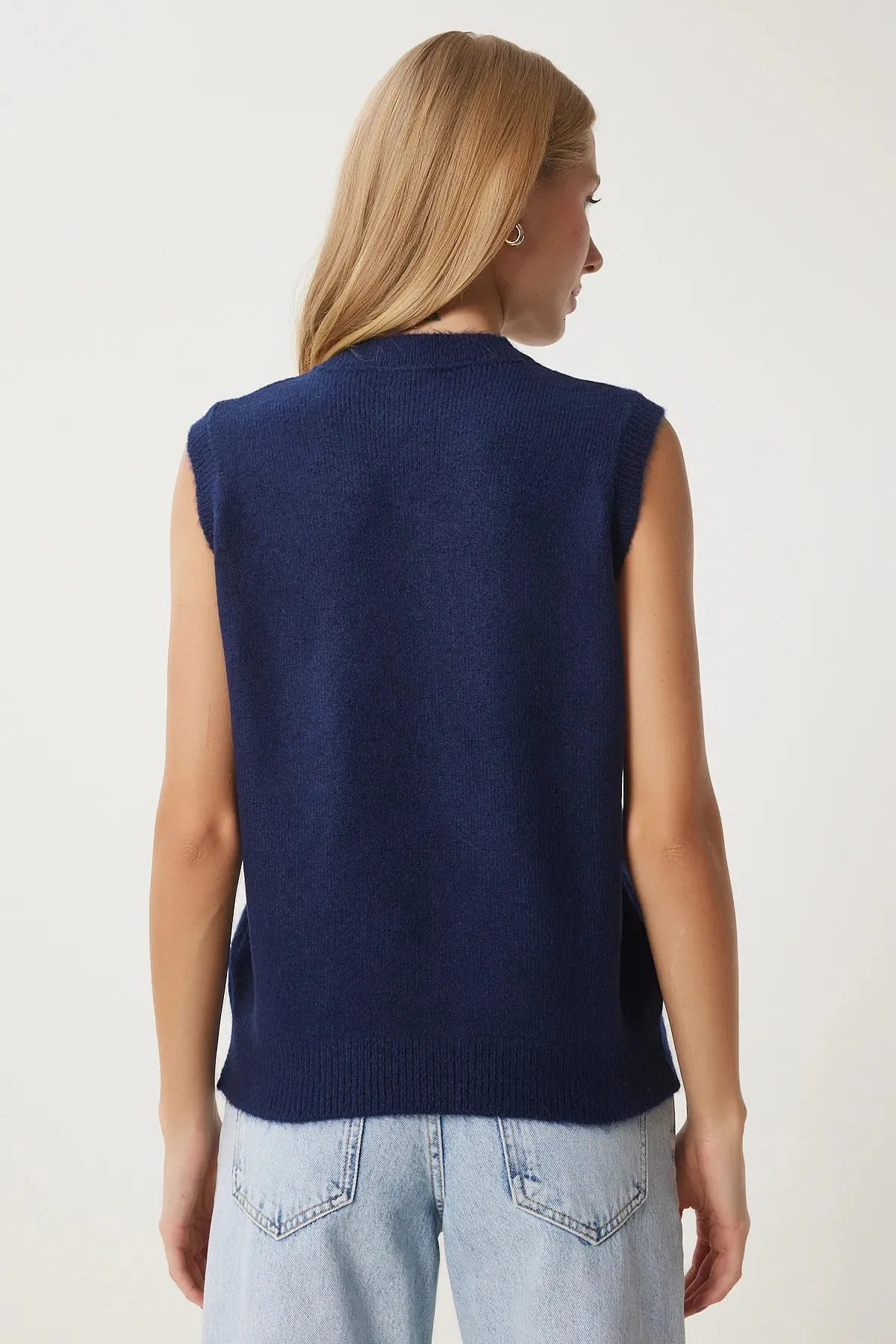 Bow Knit Sweater - NAVY BLUE