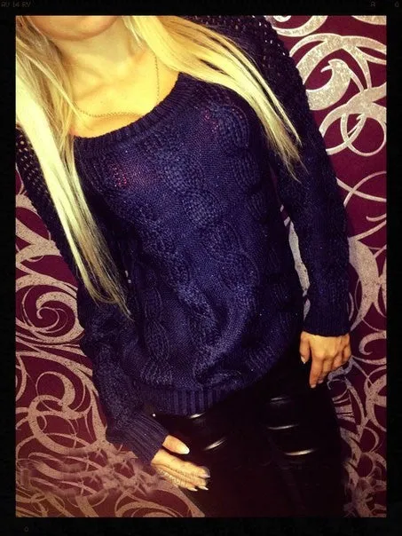 Bow Tie Hollow Cable Pullover Pure Knit Sweater