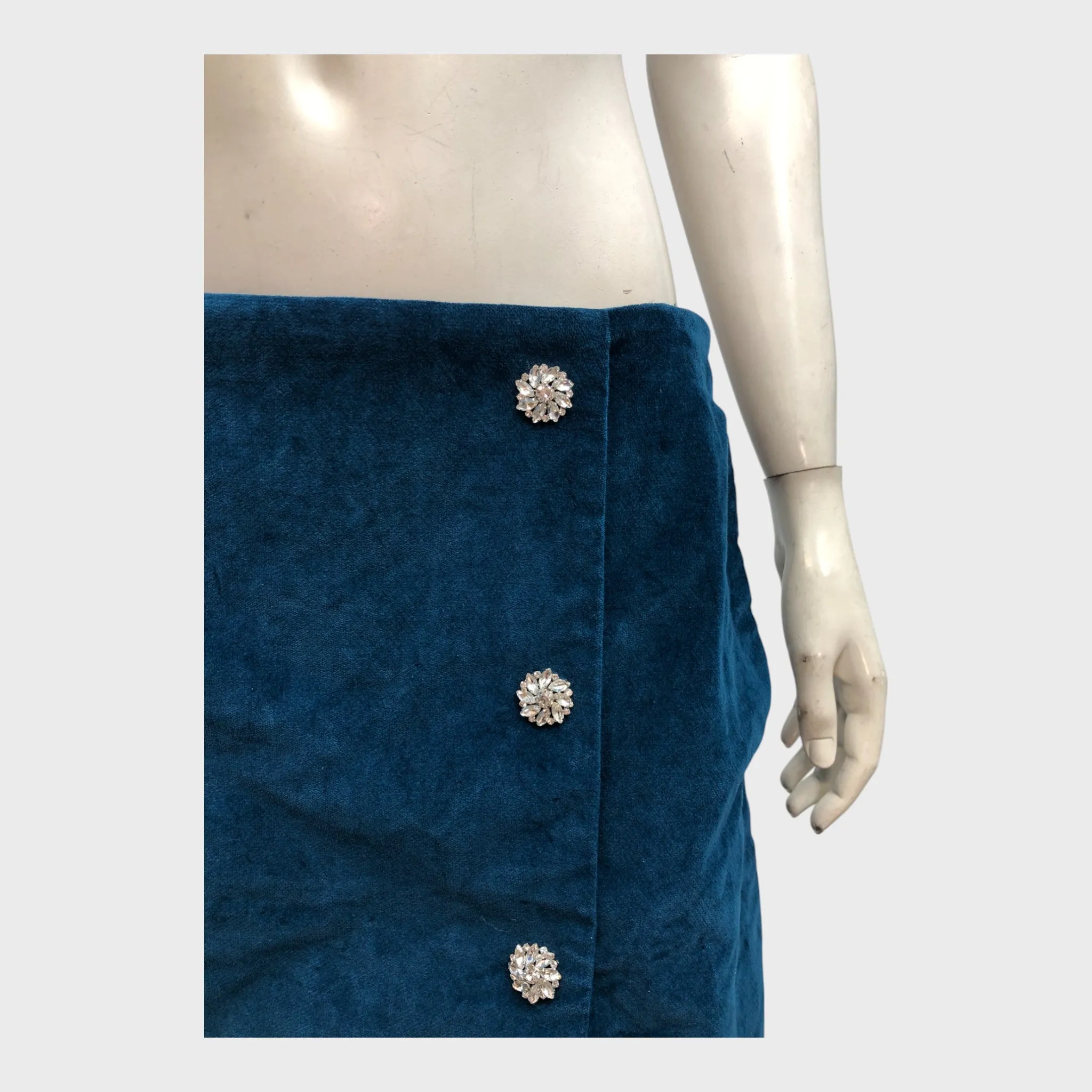 Branded Dark Blue Velvet Skirt - Size 10