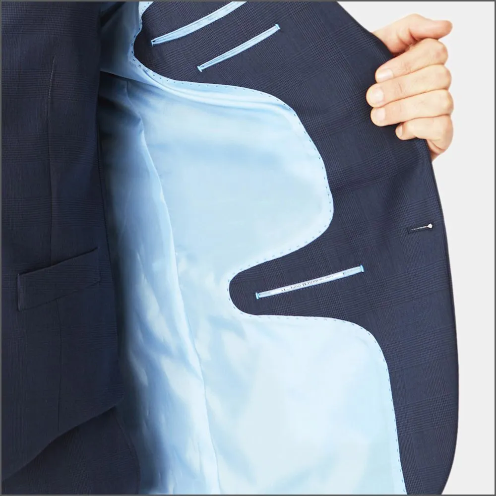 Brook Taverner Cassino Navy Check Washable Suit==