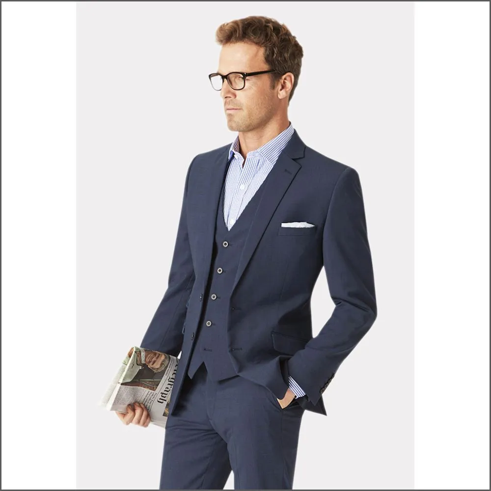 Brook Taverner Cassino Navy Check Washable Suit==