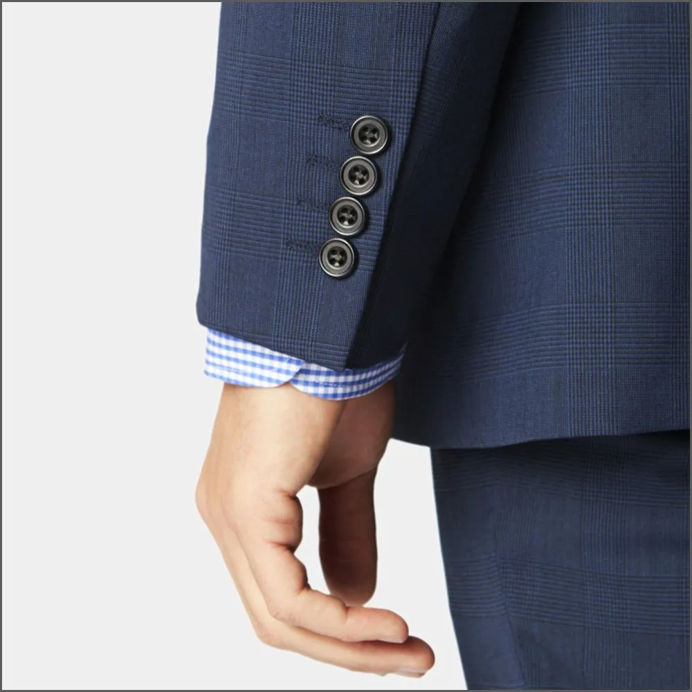 Brook Taverner Cassino Navy Check Washable Suit==