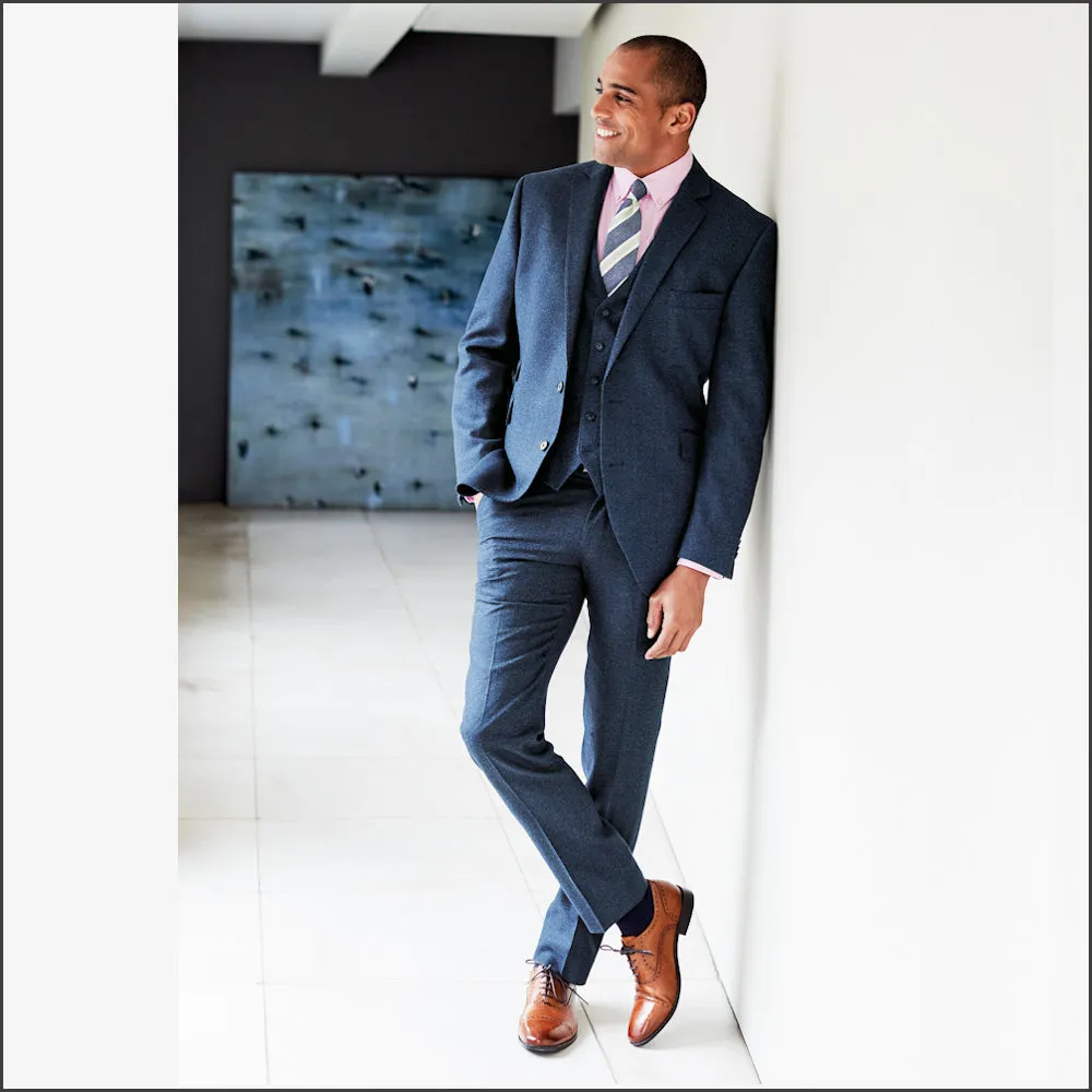 Brook Taverner Clifford Navy Donegal Wool Suit - Waistcoat Optional==