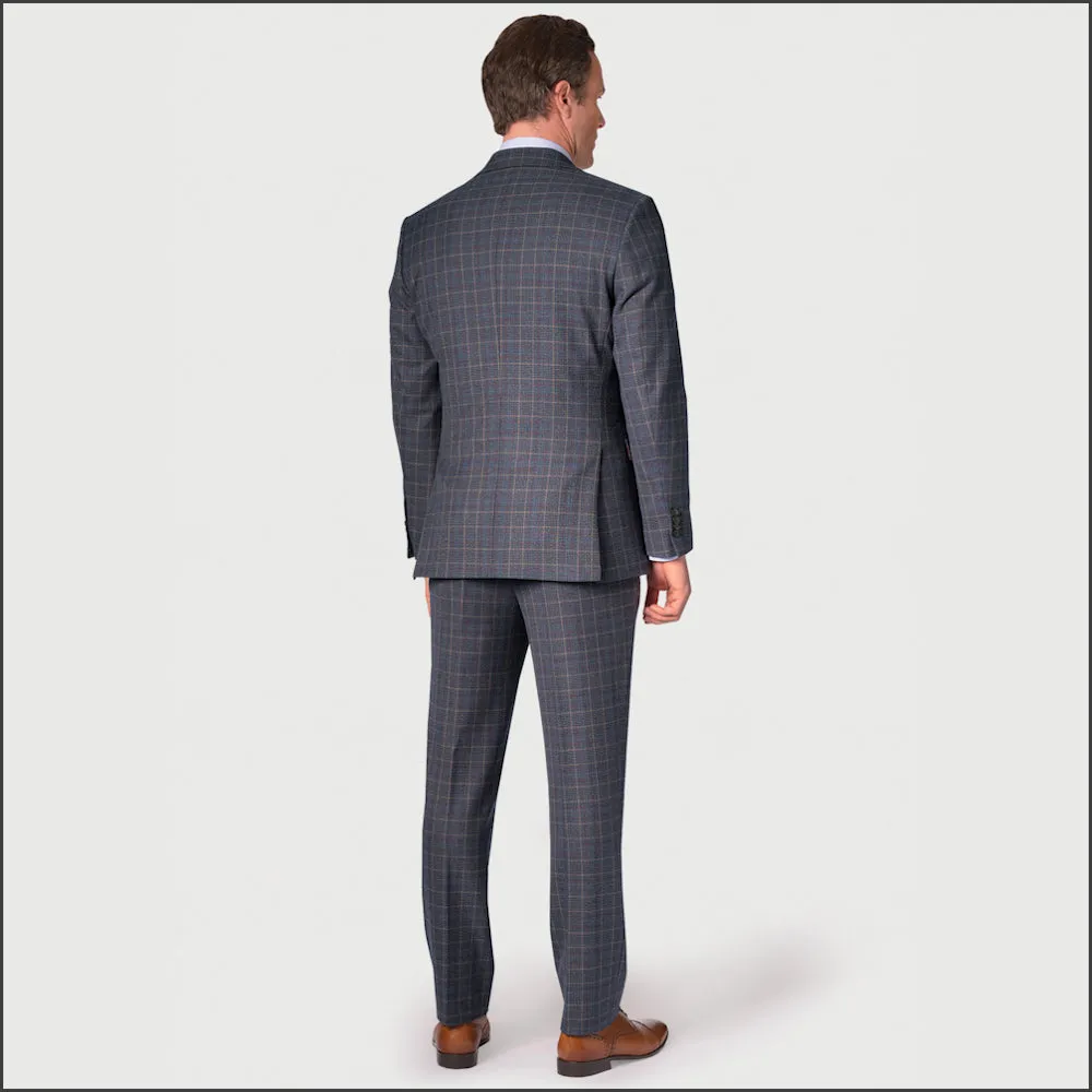 Brook Taverner Lyd Blue with Wine Overcheck Two Piece Occasion Suit==