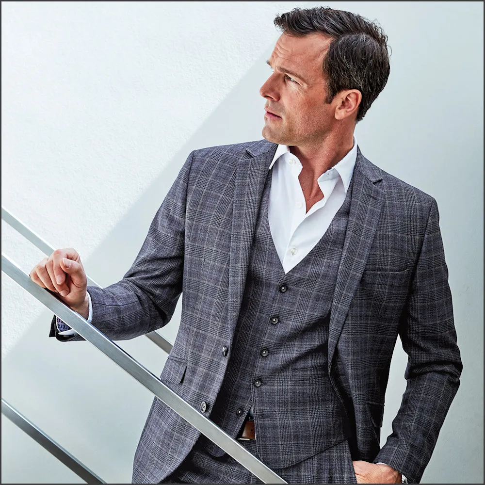 Brook Taverner Lyd Blue with Wine Overcheck Two Piece Occasion Suit==