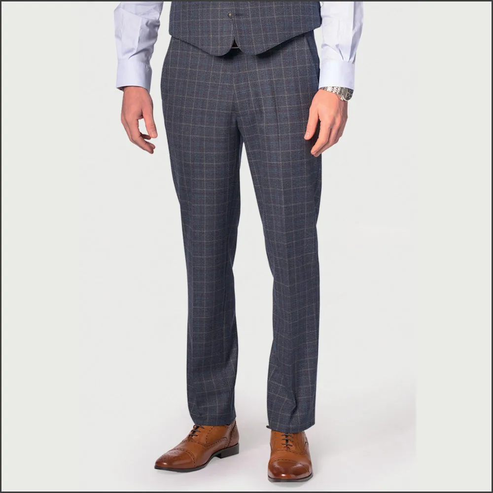 Brook Taverner Lyd Blue with Wine Overcheck Two Piece Occasion Suit==