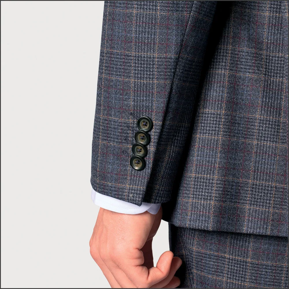 Brook Taverner Lyd Blue with Wine Overcheck Two Piece Occasion Suit==