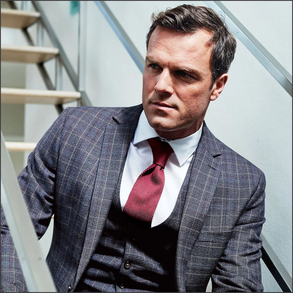 Brook Taverner Lyd Blue with Wine Overcheck Two Piece Occasion Suit==