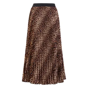 Brown & Black Leopard Pleated Skirt