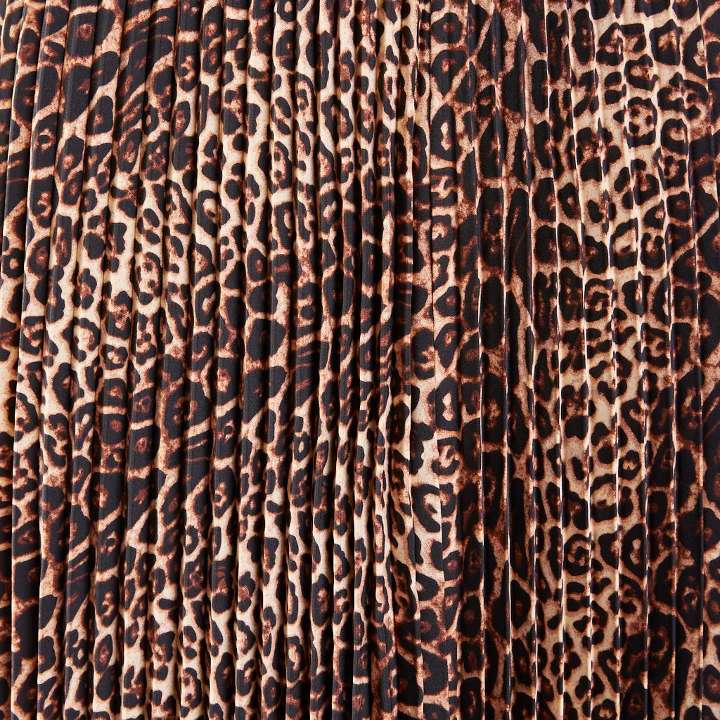 Brown & Black Leopard Pleated Skirt