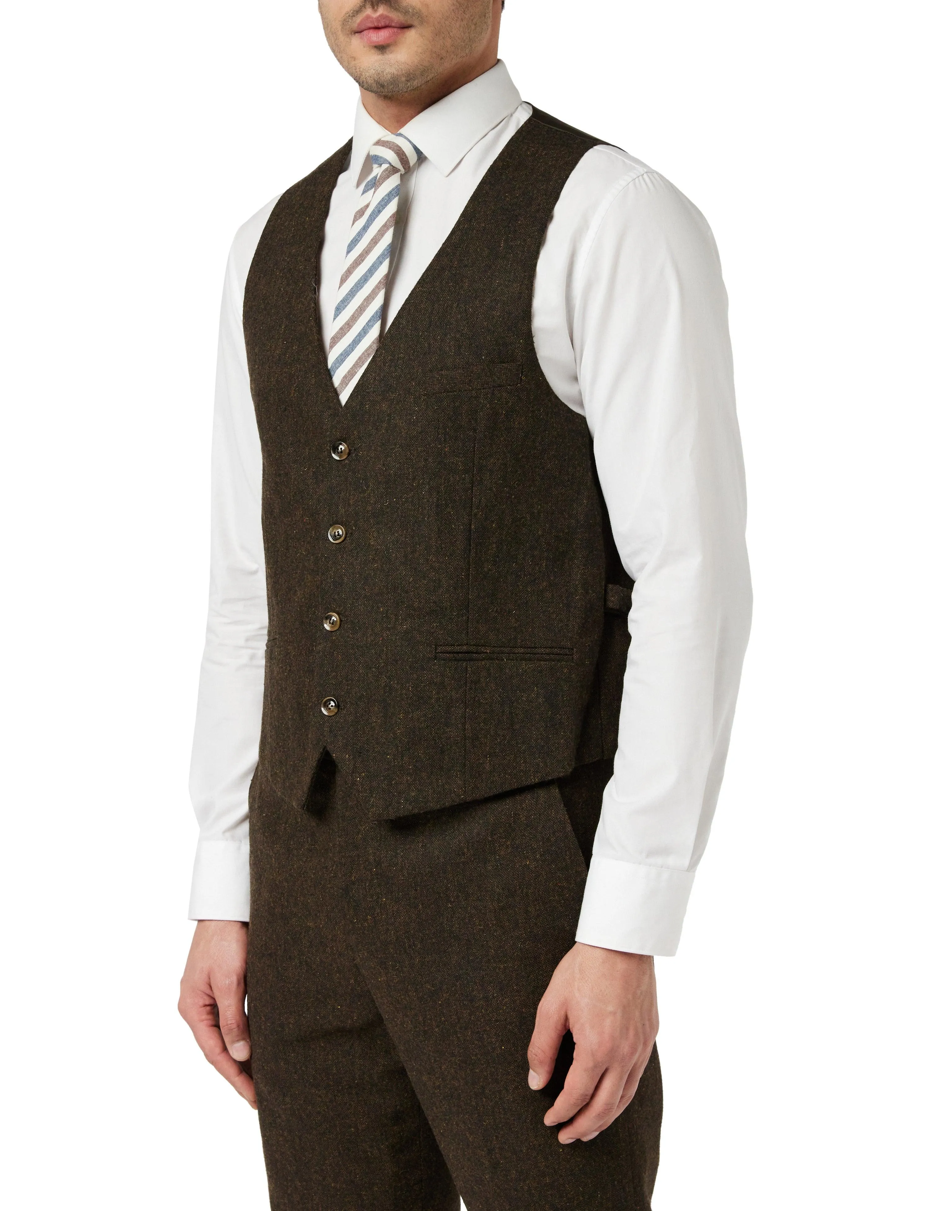 Brown Tweed Tailored 3 Piece Suit
