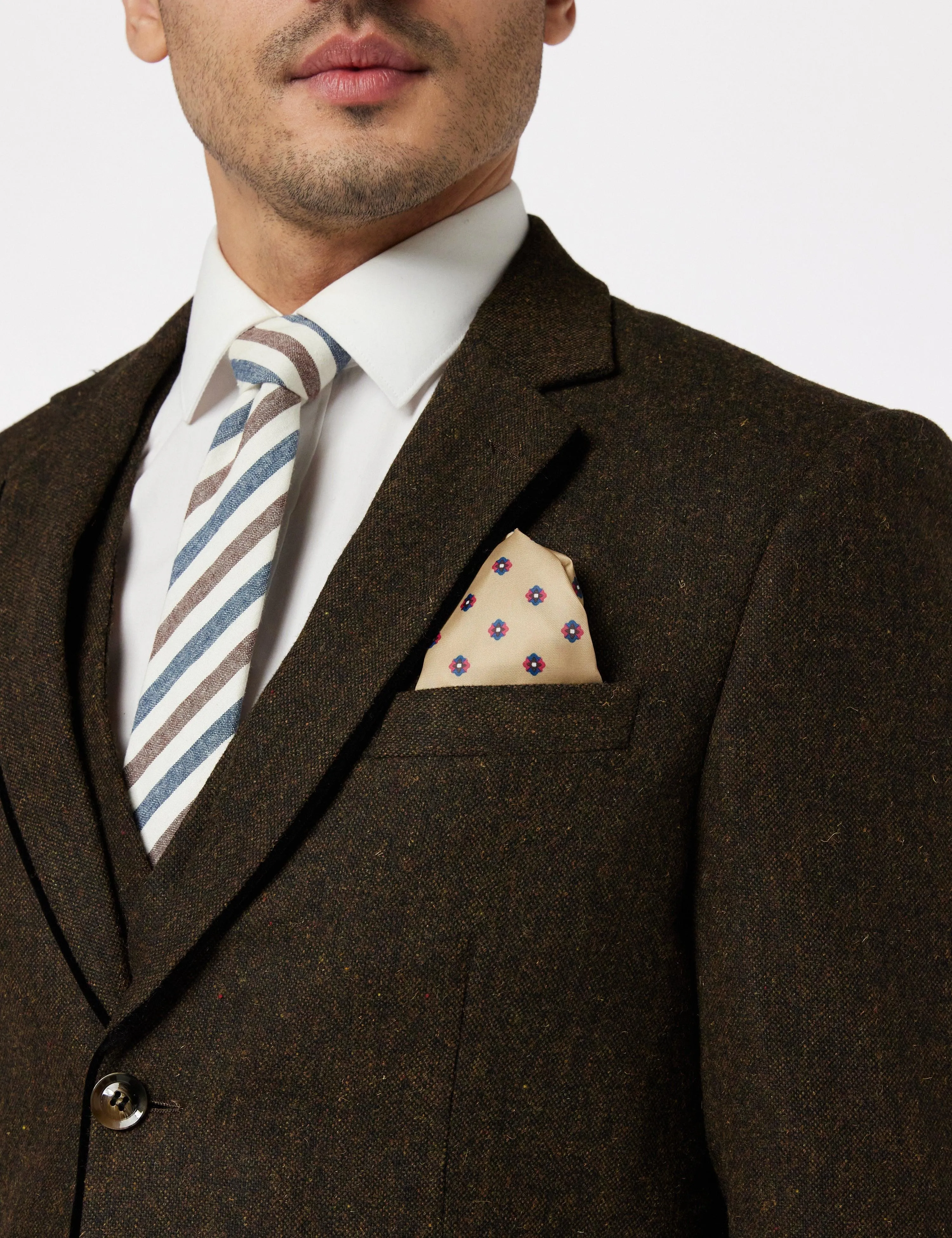 Brown Tweed Tailored 3 Piece Suit