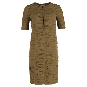 Burberry Mini Ruched Half-Zipped Dress in Brown Viscose