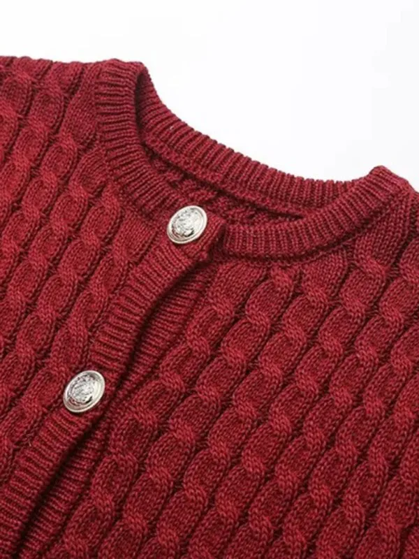 Cable-Knit Button-Up Topper for a Retro-Chic Look