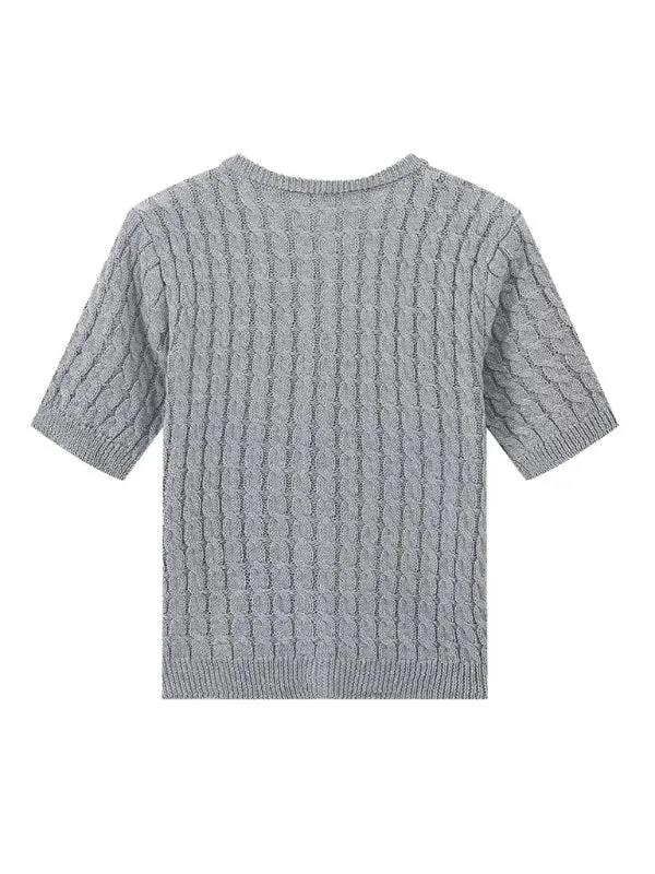 Cable-Knit Button-Up Topper for a Retro-Chic Look