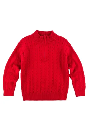 Cable Knit Sweater- Red