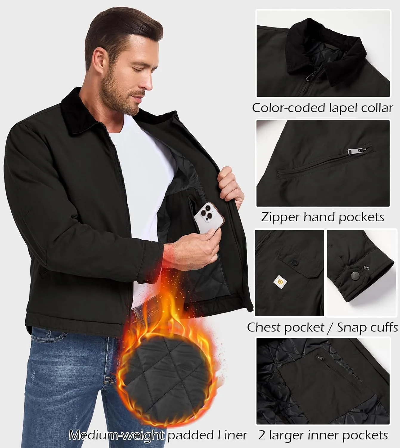 CARWORNIC Men's Winter Cotton Jacket