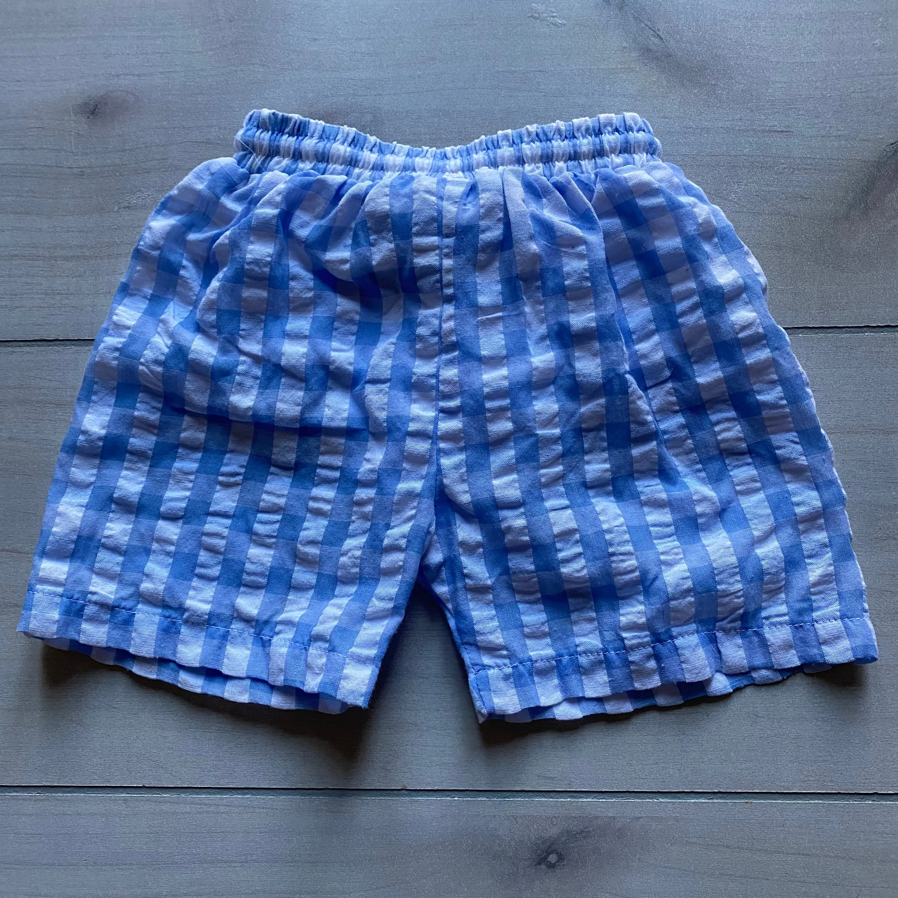 Cecil & Lou Gingham Whale Applique Swim Trunks